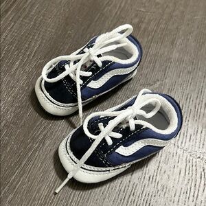 Vans Baby Infant Soft Bottom Old Skool Low Top Crib Shoes Size 1 Navy/Blue/White